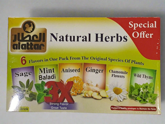 Attar alattar natural herbs tea    العطار شاي الأعشاب الطبيعي box of 24 sachets